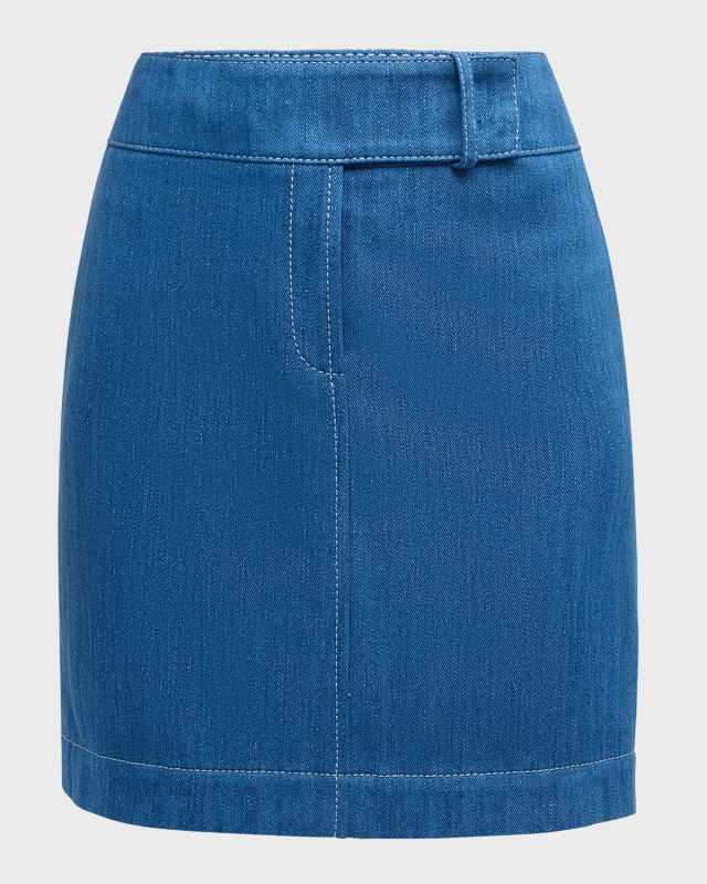 Low-Waist Washed Denim Mini Skirt